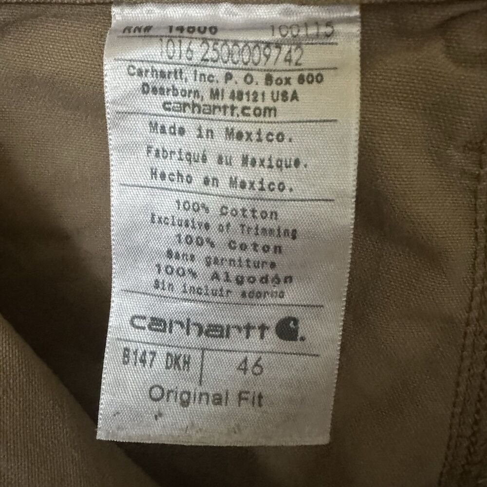 Carhartt Shorts Men’s 46 Beige Rugged Original Fit Carpenter Canvas Workwear - Picture 3 of 8